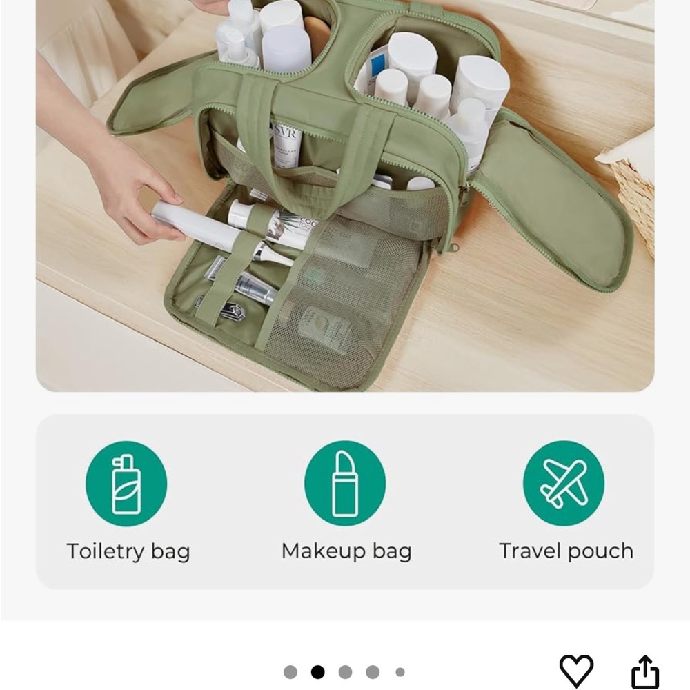NWT Bagsmart Army Green Toiletry Bag Quilted, never used - Picture 2 of 10